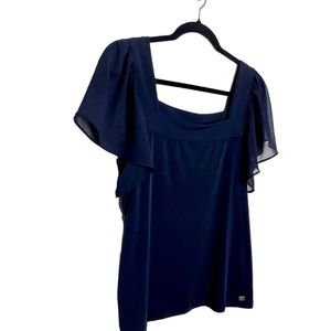 Calvin Klein Navy Chiffon Sleeve top